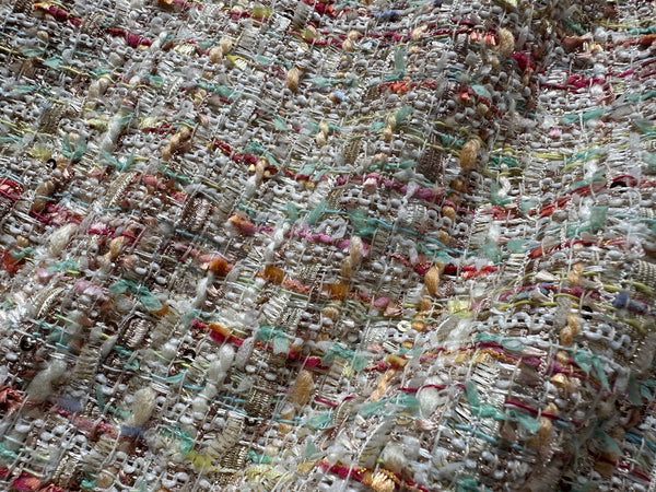 Multi Pastel Colors w/Small Silver Sequins - French Tweed - 150 cm Wide.