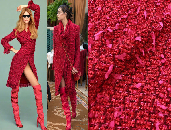 Shades of Red  - Shimmering Double Faced French Tweed - 152 cm Wide.