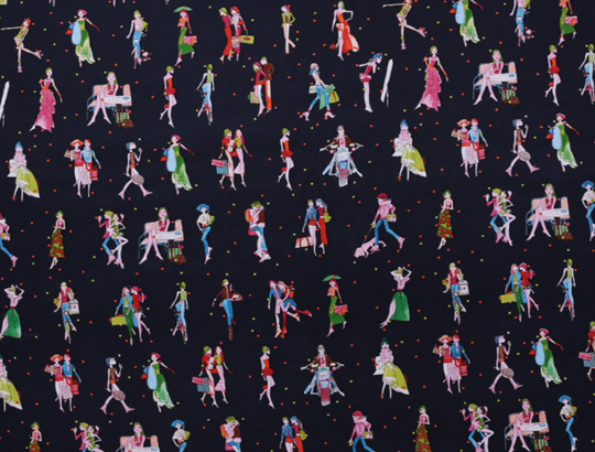 Multi Color Fun Print on Black Background - Italian Silk Crepe de Chine - 16 MM - 117cm Wide.