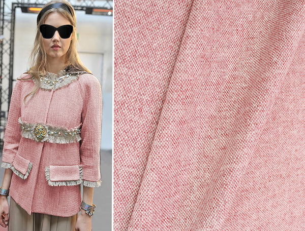 Shades of Pink/White - Wool/ French Tweed - 148 cm Wide.