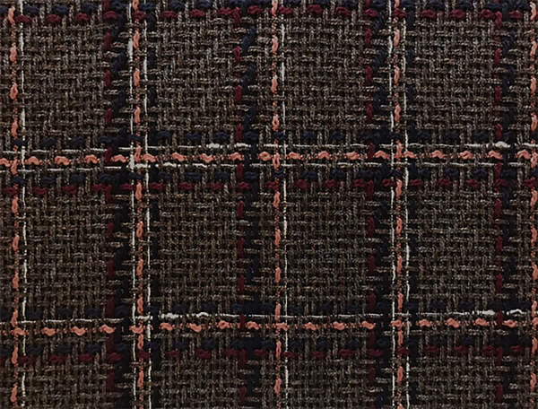 Brown Peach Navy Burgundy - French Tweed - 150 cm Wide.