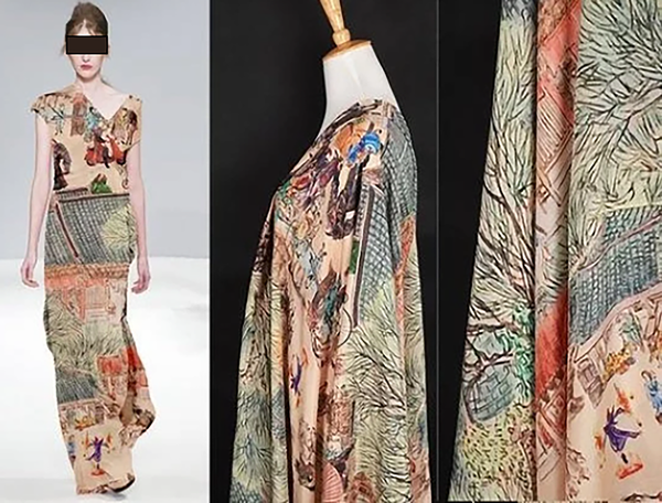 Multi Color Floral Print on Beige Crepe de Chine,  100%  Mulberry Silk - 16MM - 150 cm Wide.