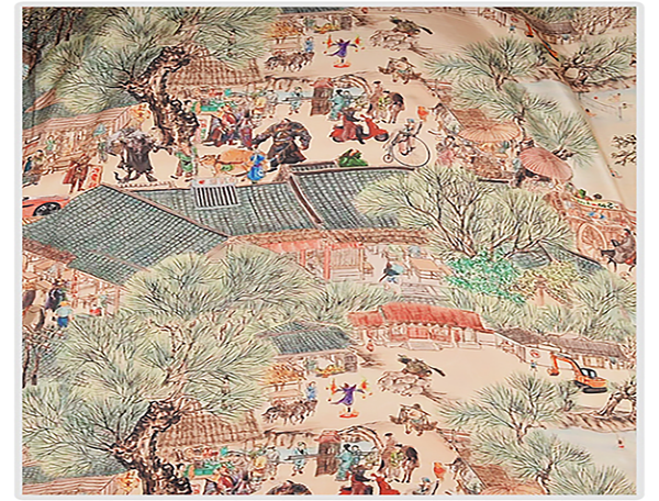 Multi Color Floral Print on Beige Crepe de Chine,  100%  Mulberry Silk - 16MM - 150 cm Wide.