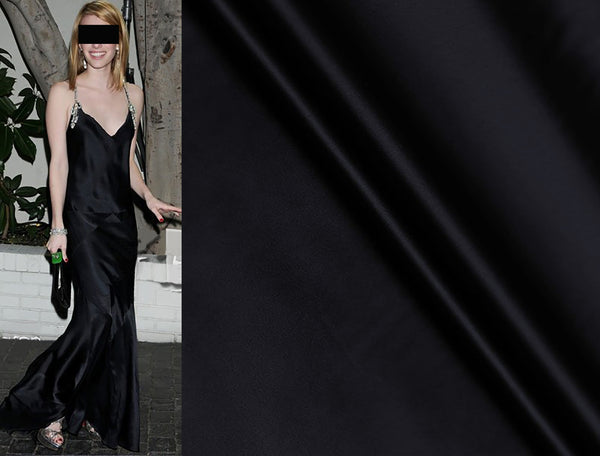 Black Stretch Duchess Silk Satin - Mulberry Silk - 19 MM -  108 cm Wide.