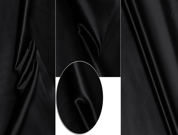 Black Stretch Duchess Silk Satin - Mulberry Silk - 19 MM -  108 cm Wide.