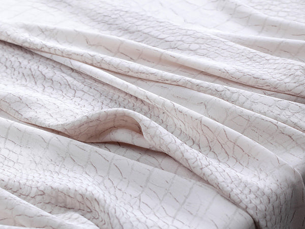 Animal Skin Pattern Print on Off White/Blush Background - Italian Stretch Mulberry Silk - 20 MM - 110 cm Wide. - WIKILACES