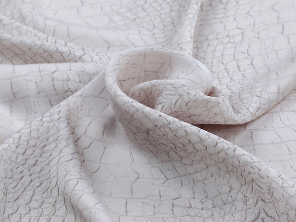 Animal Skin Pattern Print on Off White/Blush Background - Italian Stretch Mulberry Silk - 20 MM - 110 cm Wide. - WIKILACES