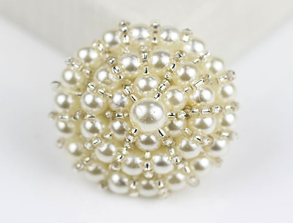 Ivory or Pink - Handmade - Pearls and Glass Beads - 40mm Width.