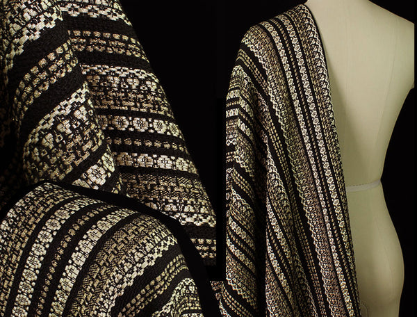 Black/Gold/Off White  - French Tweed - 150 cm Wide.
