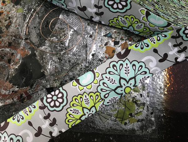 Multi Color Floral on Grey Background - Embroidered Jacquard Ribbon - 2 sizes available.