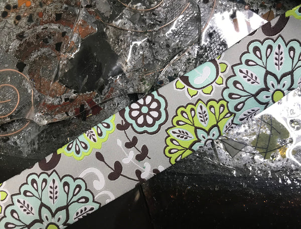 Multi Color Floral on Grey Background - Embroidered Jacquard Ribbon - 2 sizes available.