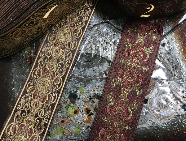 Multi Color - Embroidered Jacquard Ribbon - 5 cm Wide, IN 2 Colors