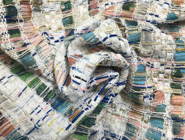Shades of Pastel Colors With Ribbons - French Tweed - 150 cm Wide.
