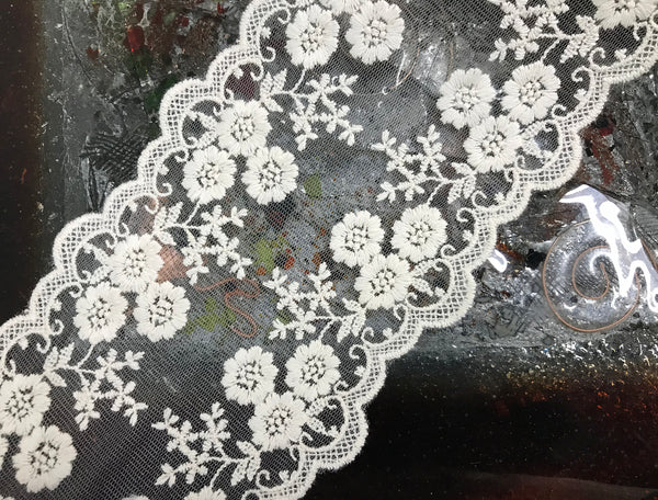 Ivory Double Edge  - Italian Lace - 11.5 cm Wide.