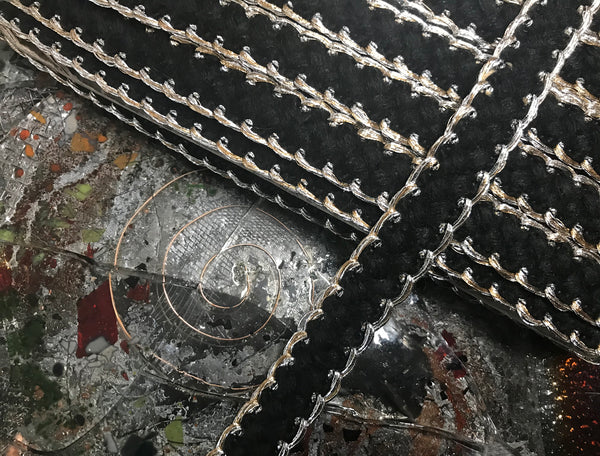 Black/White/Pink W/Silver_Gold Edges- Handmade Braided French Braided Trim - 2 cm Width.