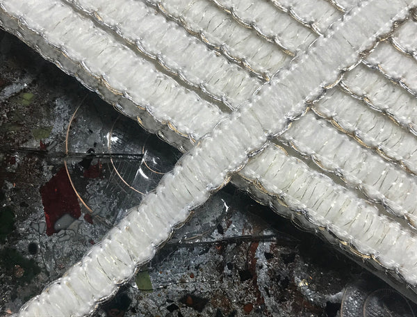 Black/White/Pink W/Silver_Gold Edges- Handmade Braided French Braided Trim - 2 cm Width.