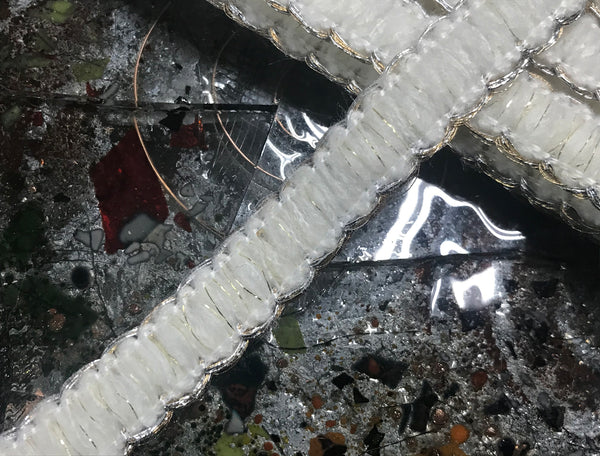 Black/White/Pink W/Silver_Gold Edges- Handmade Braided French Braided Trim - 2 cm Width.