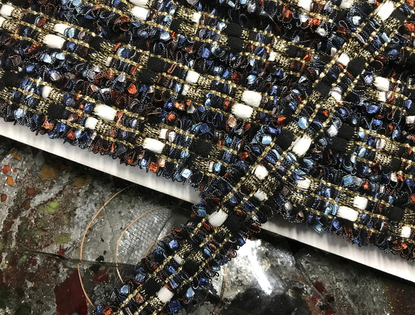 Multi Color w/Ribbons and Gold Stitching - French Trim  - 2.4 cm Wide.