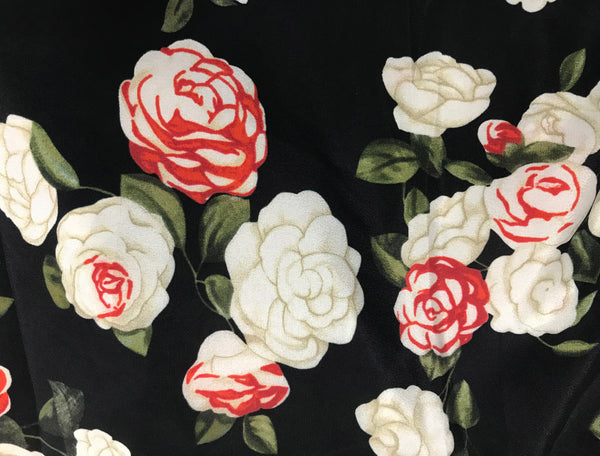 Multi Color Floral on Black Background _ Stretch Silk Crepe de Chine - 140 cm Wide.