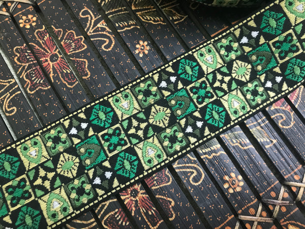 Multi Color - Embroidered Cotton Jacquard Ribbon - 2" Wide.