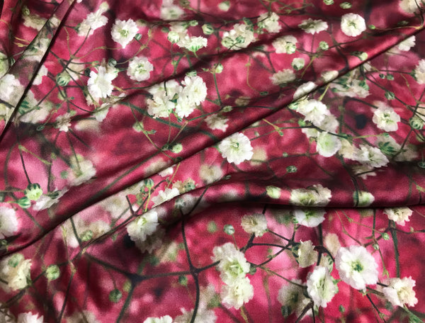 Multi Color Floral - Italian Stretch Silk Satin - 19 MM - 118 cm Wide.