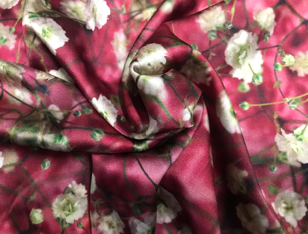 Multi Color Floral - Italian Stretch Silk Satin - 19 MM - 118 cm Wide.