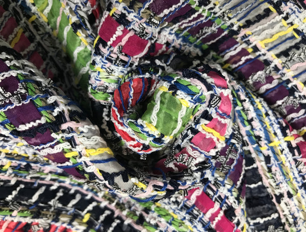 Multi Color Double Faced w/Ribbons - French Tweed - 150 cm Wide.