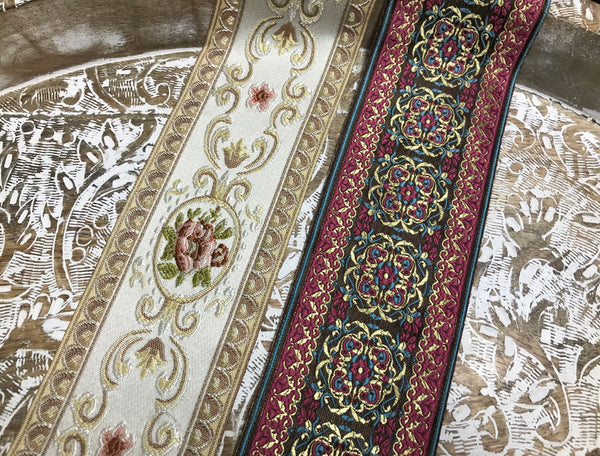 Multi Color  - Embroidered  Jacquard Ribbon -  In two Styles.