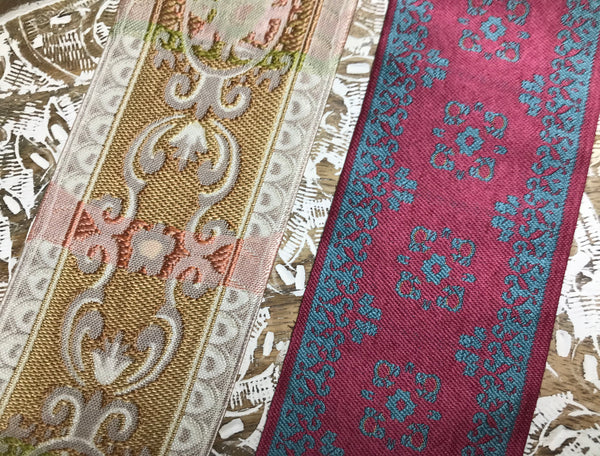 Multi Color  - Embroidered  Jacquard Ribbon -  In two Styles.