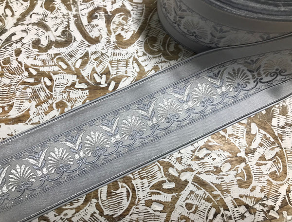 Multi Color - Embroidered Velvet Jacquard Ribbon - in Tree Colors and Tree Width.