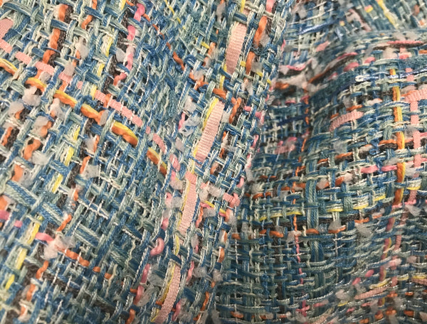 Multi Color w/Pink Ribbons - French Tweed - 150 Wide.