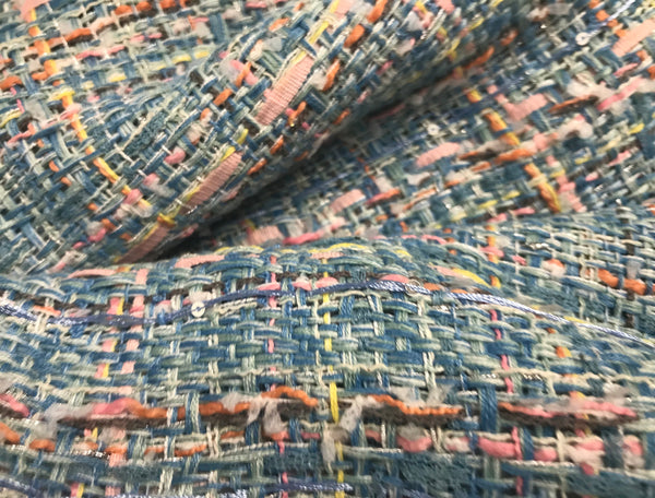 Multi Color w/Pink Ribbons - French Tweed - 150 Wide.
