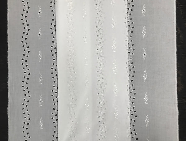Natural White All Over Shinny Embroidery -  Broderie Anglaise on Swiss Voile -  150 cm Wide.