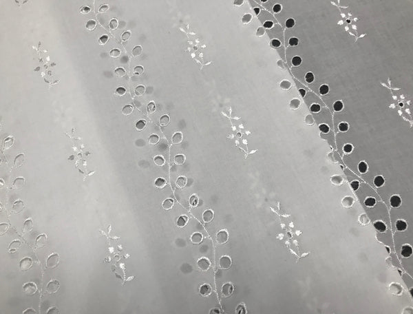 Natural White All Over Shinny Embroidery -  Broderie Anglaise on Swiss Voile -  150 cm Wide.