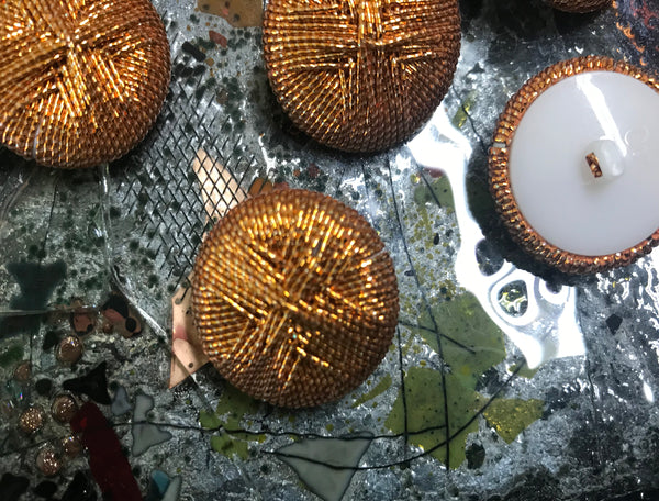 Gold Wire Hand-Made - Embroidered Button - 28 MM  Width.