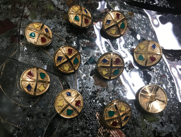 Gold Color - With Enamel Inserts - Alloy Buttons - 20 MM Width.