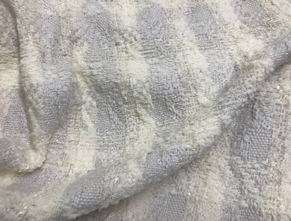 Natural White/Cream Color w/Ribbons - Double Faced French Tweed -150 cm Wide.