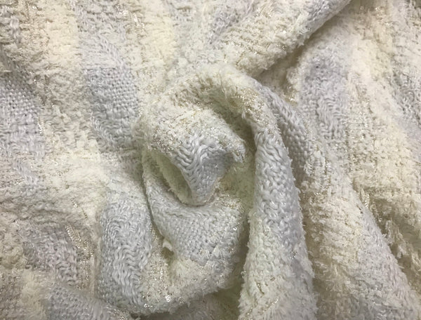 Natural White/Cream Color w/Ribbons - Double Faced French Tweed -150 cm Wide.