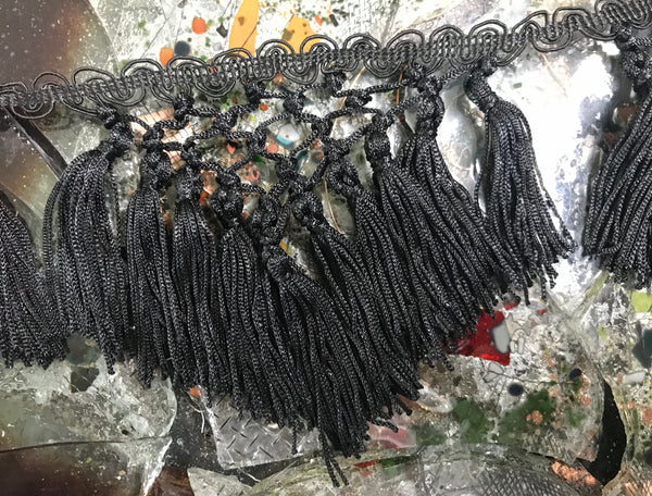 Black Tassel Fringe - 11 cm Wide.