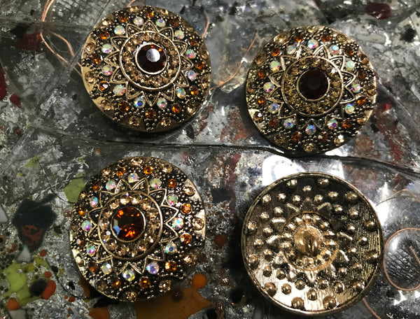 Gold Metal Alloy and Glass Crystals - 38 mm Width, in two colors.