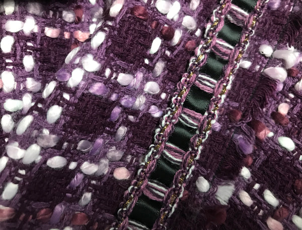 Shades of Marron/Purple/Pink/White - French Tweed - 150 cm Wide.