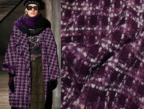 Shades of Marron/Purple/Pink/White - French Tweed - 150 cm Wide.