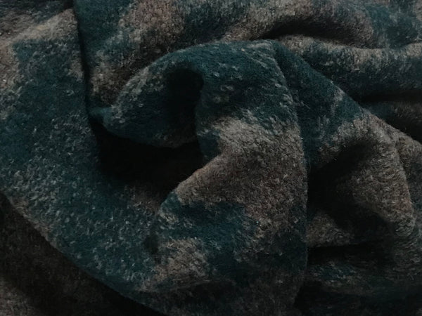 Dark Green/Brown/Beige - Italian Boiled Wool- 154 cm Wide.