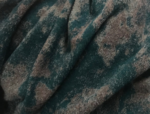 Dark Green/Brown/Beige - Italian Boiled Wool- 154 cm Wide.