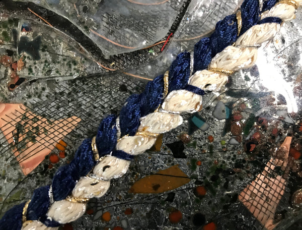 Pink/Off White/Gold/Silver and Small Sequins - French Braid Trim -  1 1/2 cm Wide.