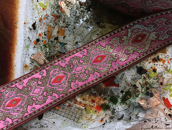 Metallic Gold and Silver Filigree - Embroidered Jacquard Ribbon - 5 cm Wide, Available  in 3 Colors.