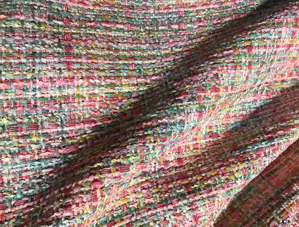 Multi Color w/Ribbons and Tulle Weaved Through Out  - French Tweed - 150 cm Wide.