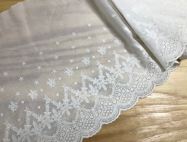 Natural White Broderie Anglaise - Swiss Cotton Voile - 43 cm Wide.