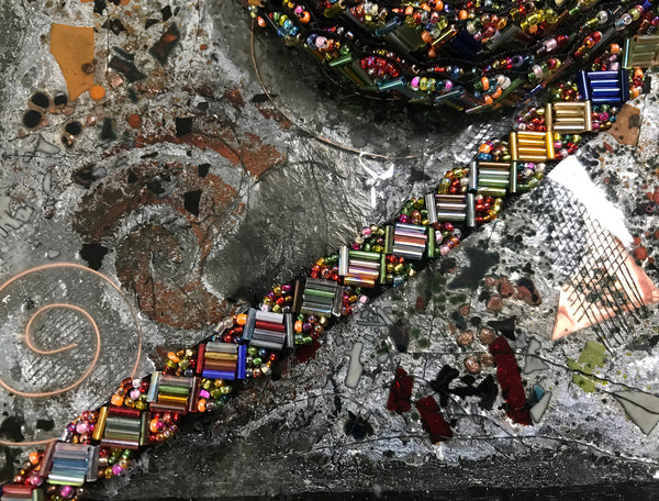 Multi Color Glass Beaded Trim - 6/8" Wide.