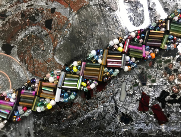 Copy of Multi Color Glass Beds -  Beaded Trim - 6/8" Wide.